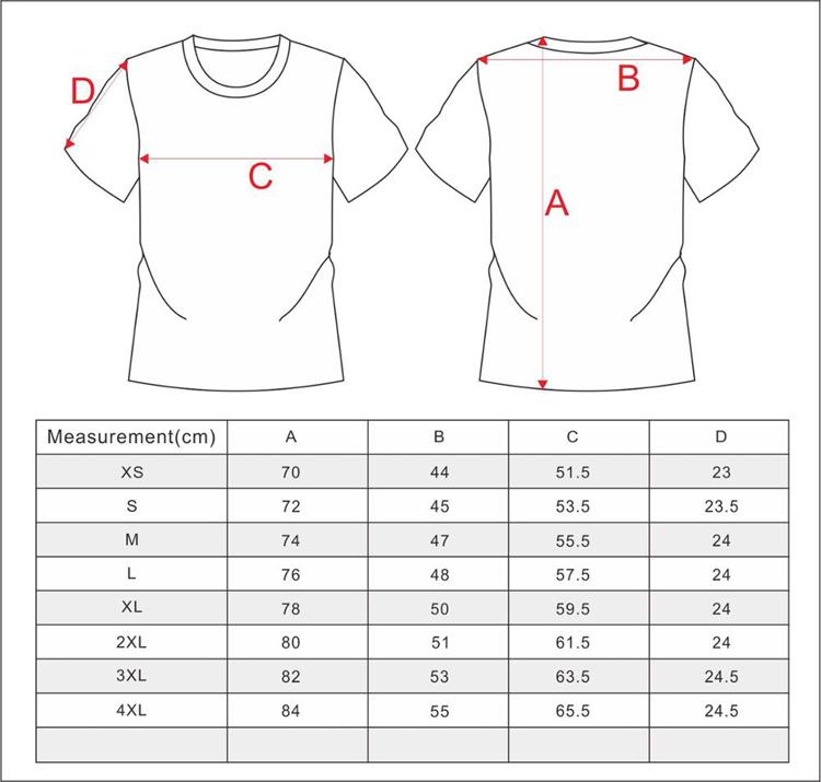 the size chart of T-shirt&polo shirt